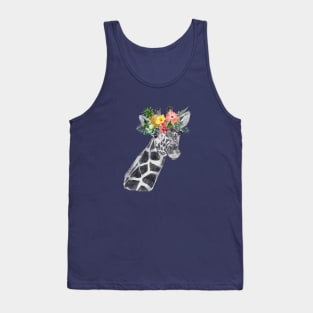 Giraffe in Flower Wreath Tank Top